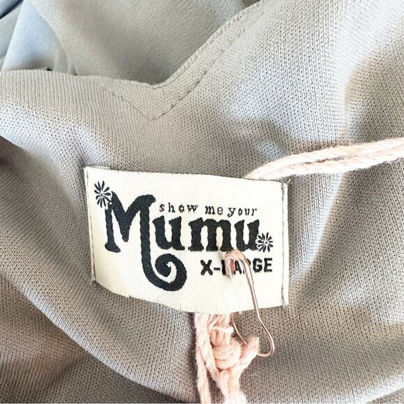 Show Me Your Mumu Dress Womens Bridesmaid Kendall V Neck Gray Side Slit XL NEW - Picture 7 of 8